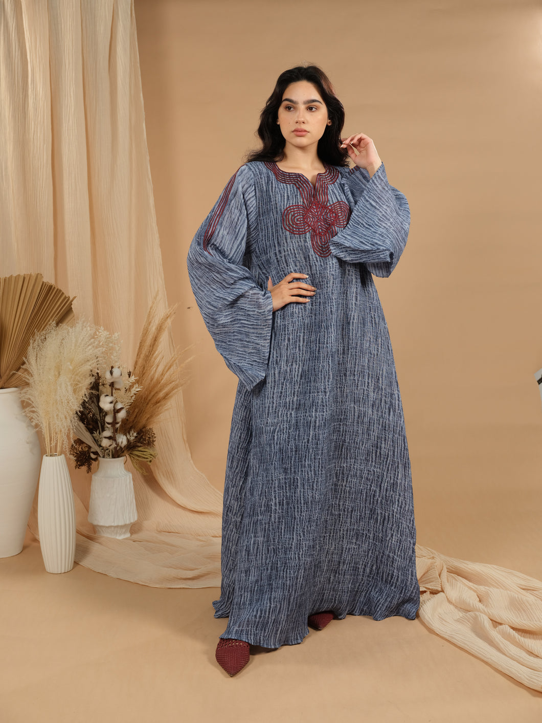 Embroidered tie dye kaftan